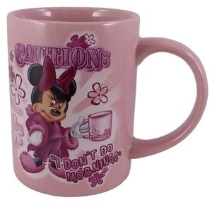 Vintage Disney Minnie Mouse Mug Cup Orlando FL “I Don’t Do Mornings” Pink